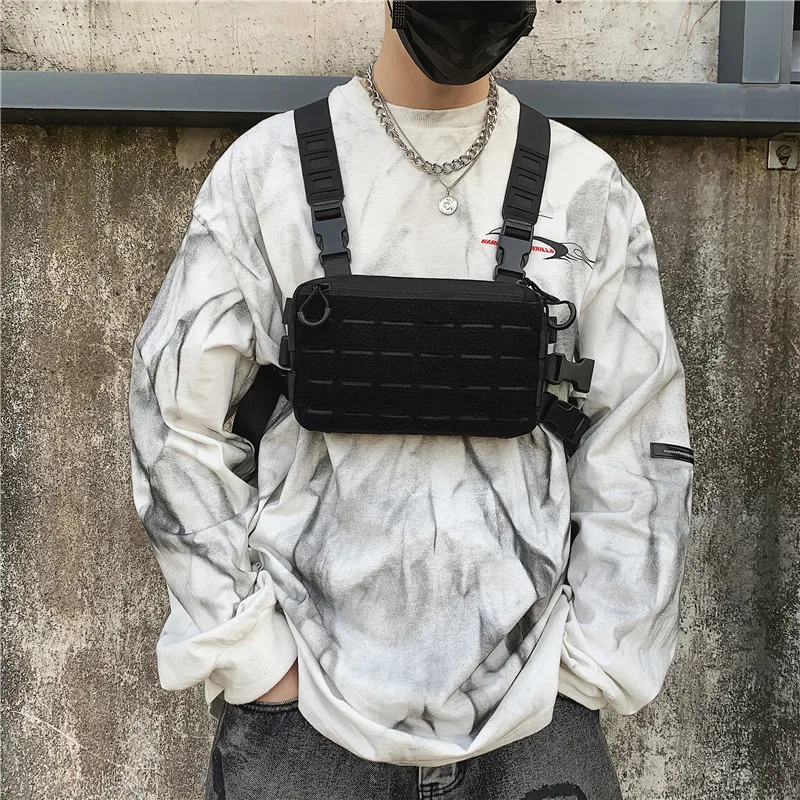 Functional Tactical Chest Bag Exercise Travel Vest Pack Oxford Cloth Vest Storage Bag Unisex Chest Rig Bag Hip Hop Vest backpack
