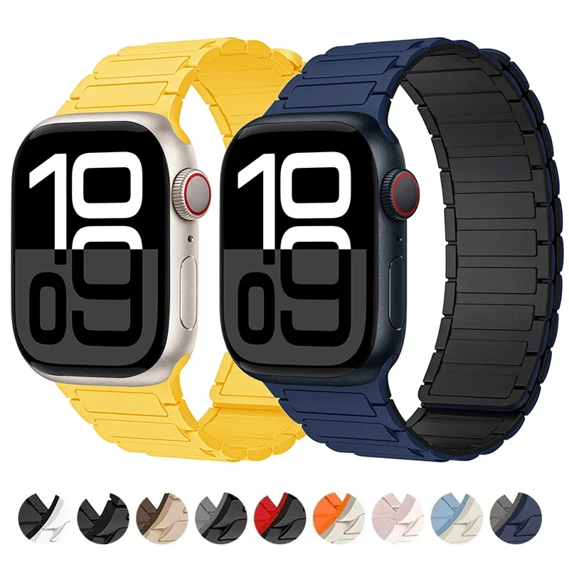 Magnetarmband für Apple Watch Ultra 2 49 mm 45 mm 44 mm S10 46 mm 42 mm 40 41 mm Silikonarmband für IWatch Serie Ultra 2 9 8 7 6 5 4