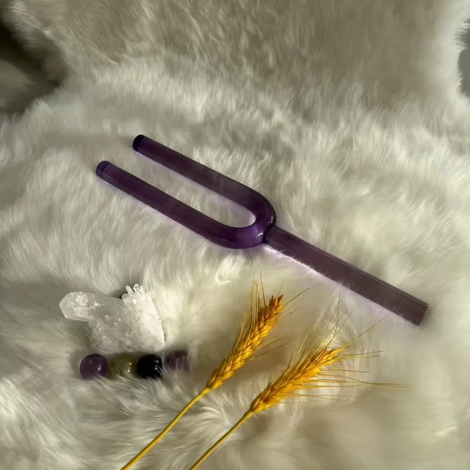 Hooqu Dia.10mm-20mm لون الكوارتز الكريستال ضبط الشوكة لشفاء الصوت شقرا التأمل ضبط الشوكة المنتجات