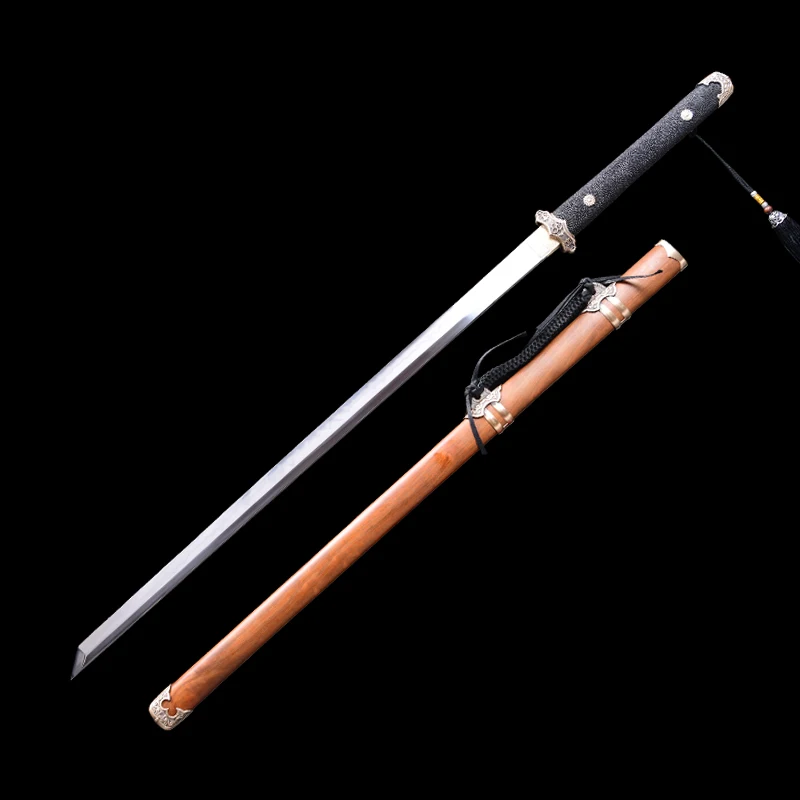 Chinese Sword Antique Style Handmade Art T10 Clay Tempered Quality Sanding Collection Sword Real Rayskin Brass Fitting