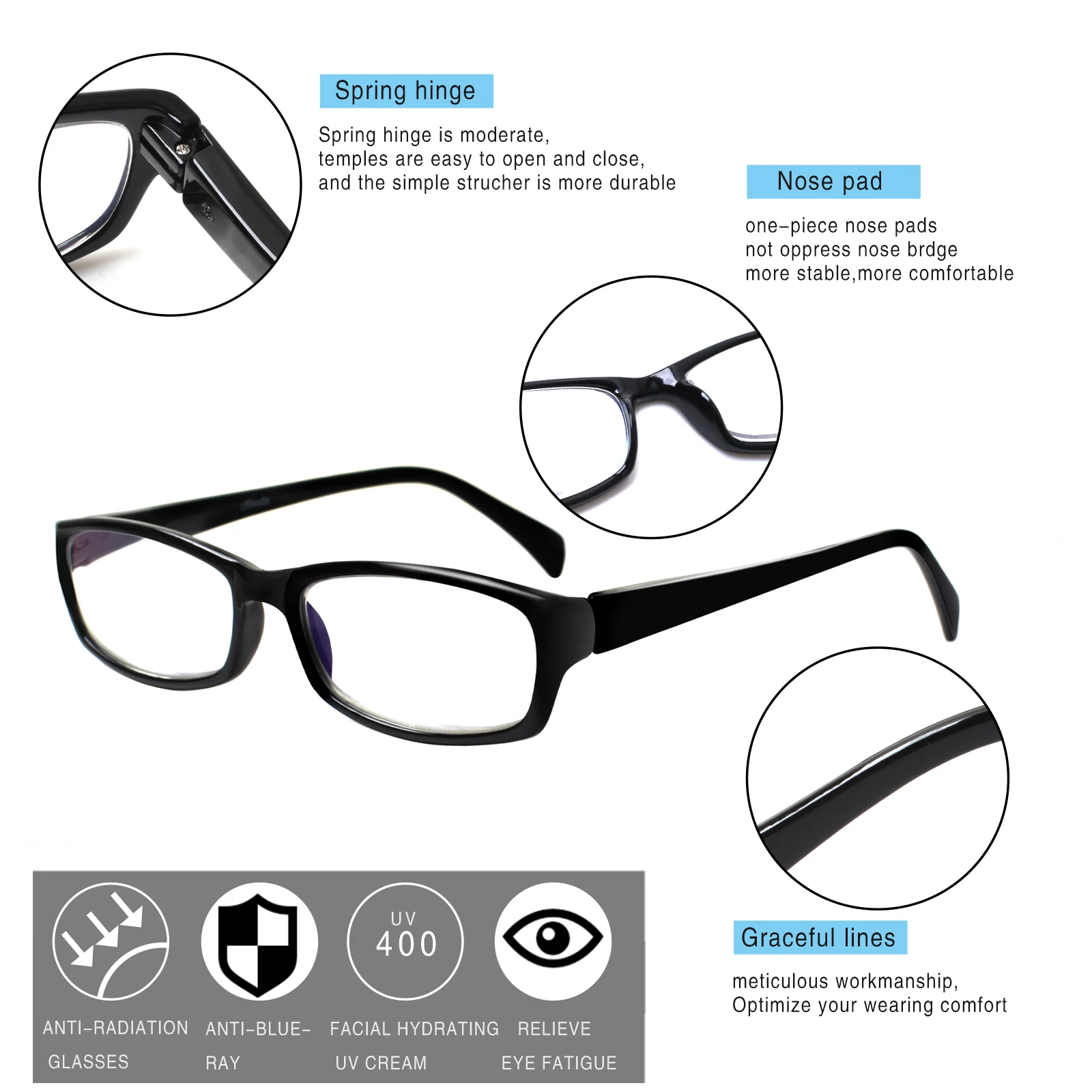 Lunettes de lecture optiques classiques Anti-lumière bleue pour hommes et femmes, verres de Prescription Anti-Fatigue