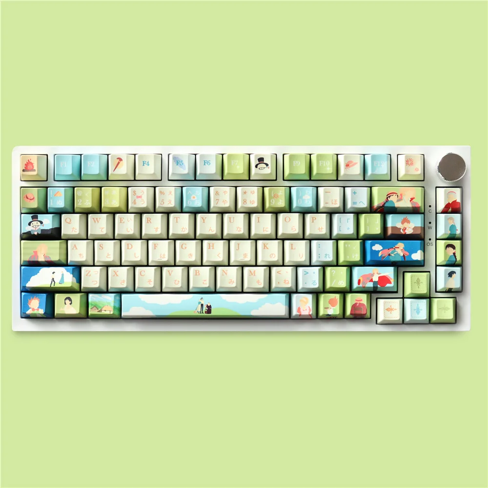 

Custom Anime Japnese Howl's Castling Moving Keycaps Cherry Profile Set 130 Keys Five Side Dye Sub Clear Pattern Durable PBT