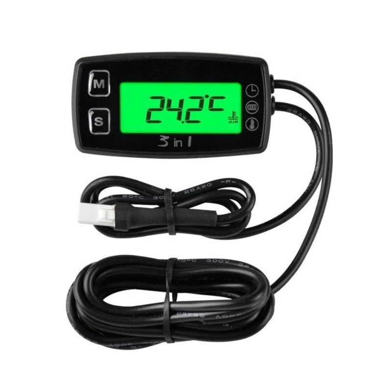 547C Industrial Grade Temperature Clock Meter 3-in-1 Meter Simple Installation Quality Material for Motorbike Boats
