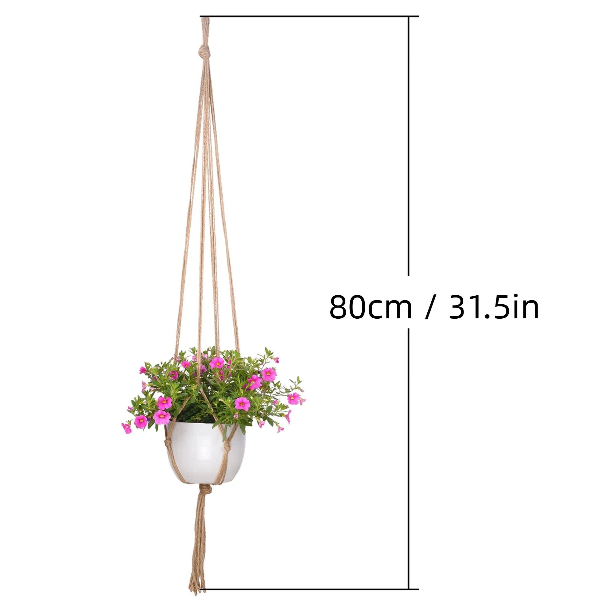 2PCS Hanging Flowerpot Decorative Basket Macrame Plant Hanger Baskets Liners with Natural Jute for Indoor Garden Patio Office