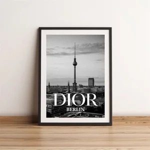 لوحة قماش الهندسة المعمارية للمدينة بالأبيض والأسود ، صورة تمثال برج إيفل للحرية ، هندسة السفر الشهيرة ، ديكور المنزل أفضل 6 نسخ طبق الأصل للإطارات الشهيرة مبيعا - رقم 3