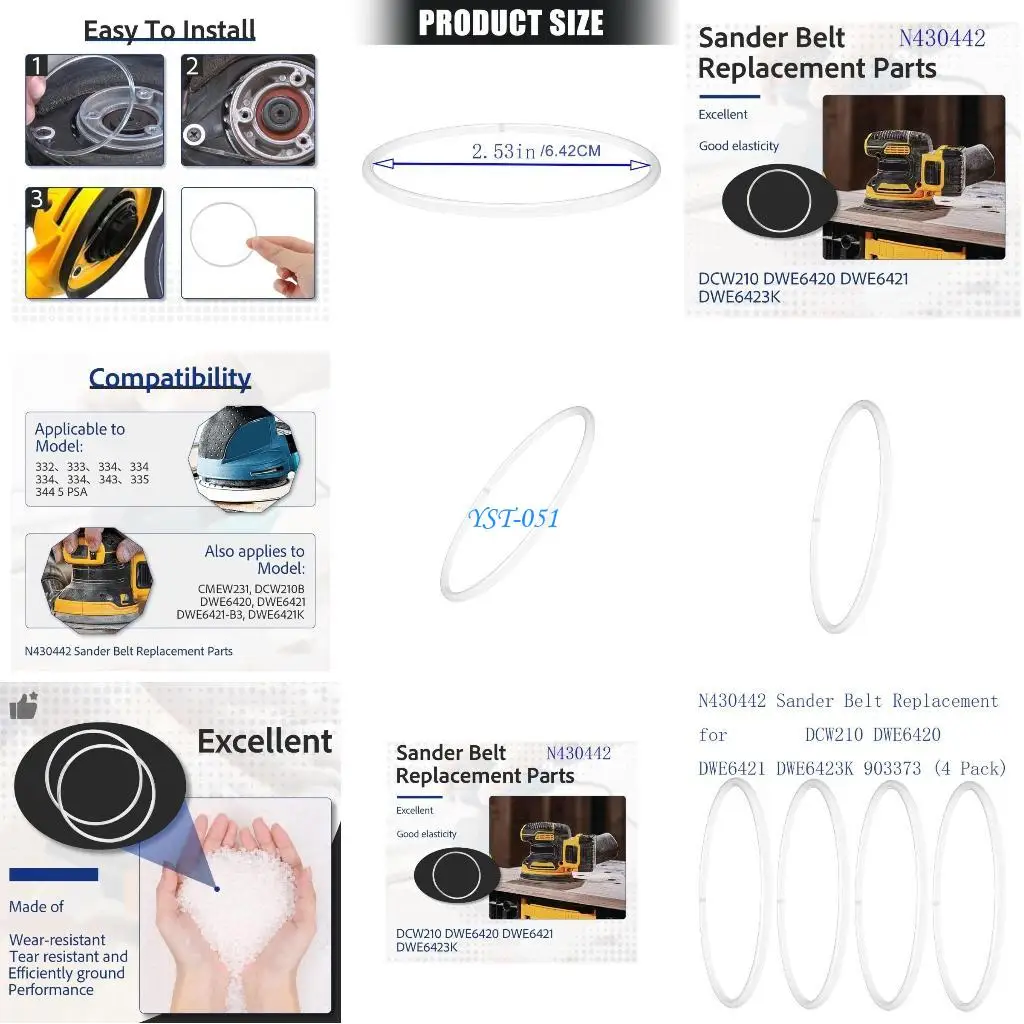 

E15A Silicone Rings N430442 Sander Belt Replacement Parts for Select Power Tool Models