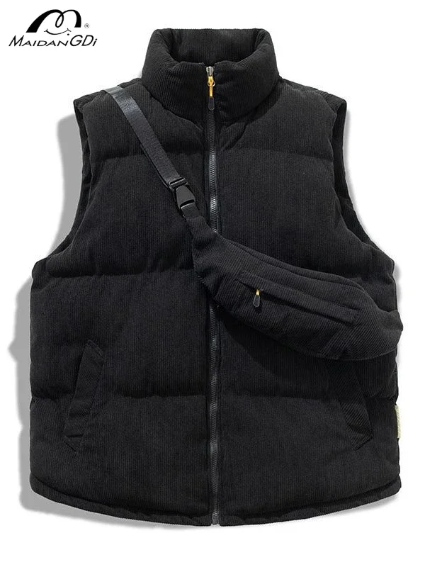 Solid Color Jacket Winter Warm Waistcoat Outwear Windbreaker Clothing Cotton Vest Jacket Men New Puffer Sleeveless Coats Mens