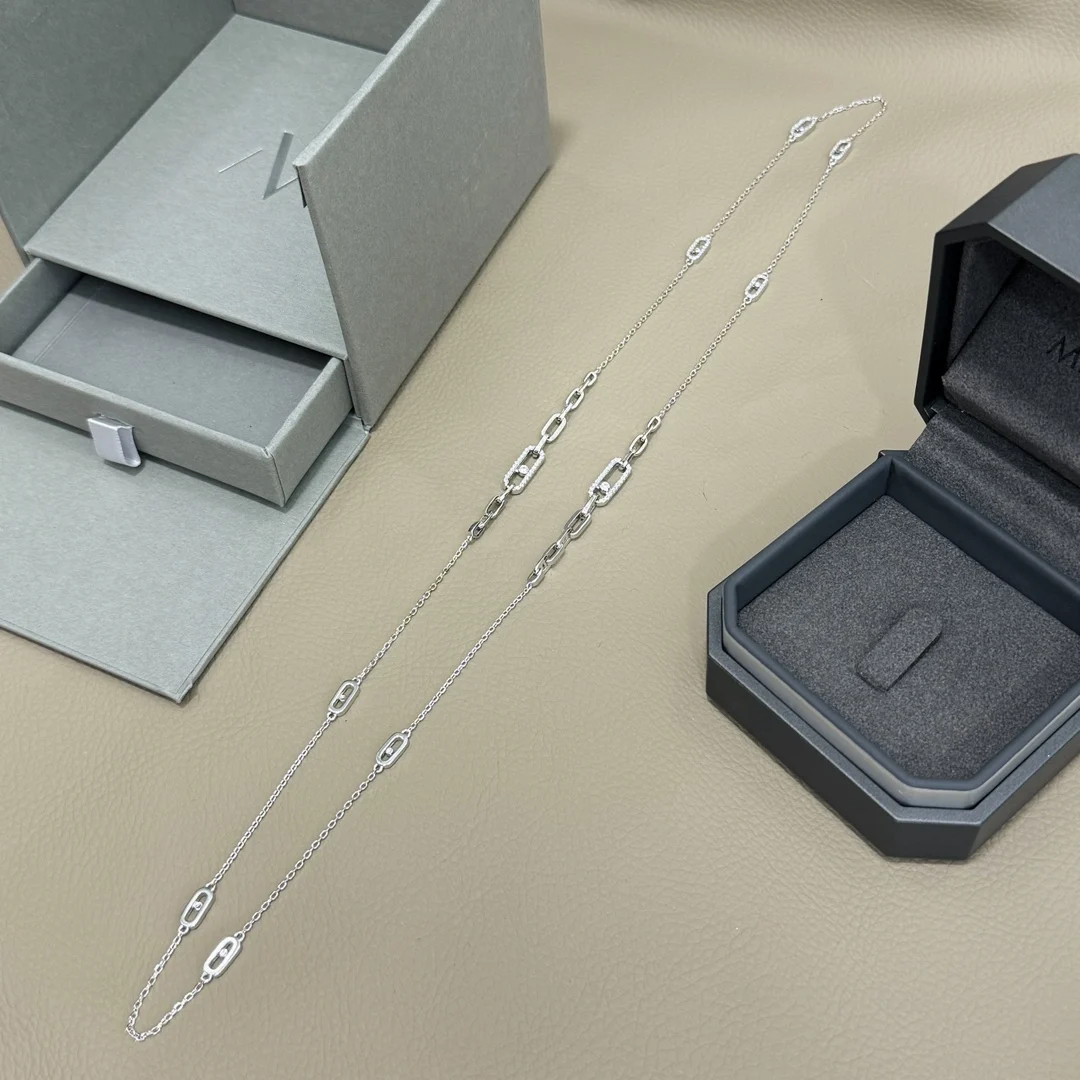 قلادة طويلة للسيدات من الفضة الإسترليني عيار 925 مصنوعة من الألماس المنزلق. هدايا مجوهرات فاخرة.