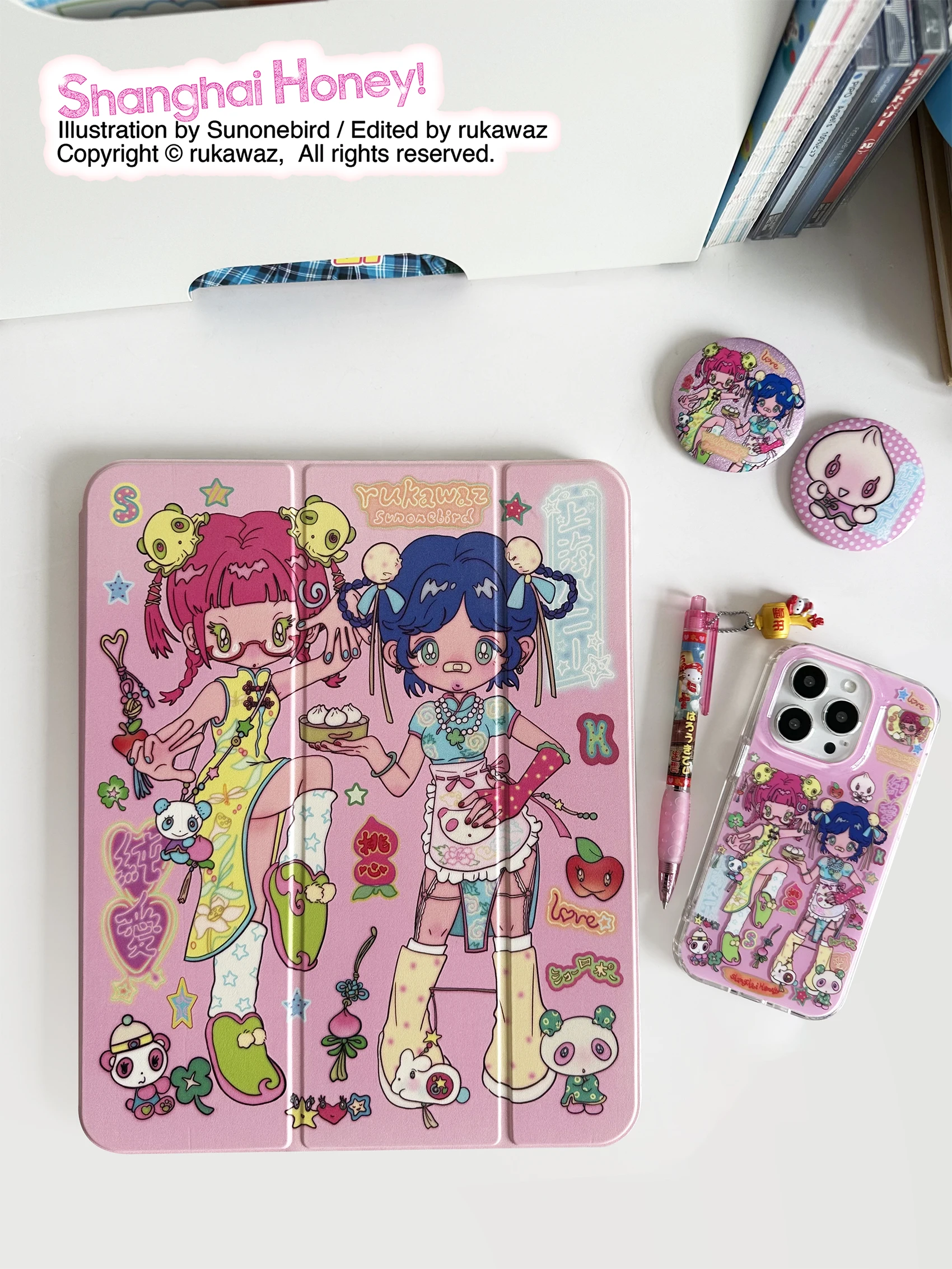 

Rukawaazx оригинальный акриловый защитный чехол в стиле ретро с милым сердцем для китайской девушки в стиле аниме для iPad pro с держателем для ручек слайд Tra