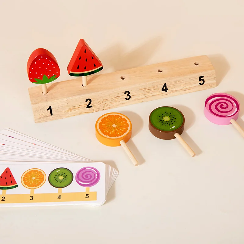 Houten Ijs/Lolly Digitaal Denkspel Hand-oog Coördinatie Interactief Matching Game Montessori Wiskunde Peuter Speelgoed