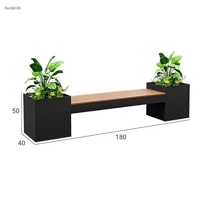 Outdoor wrought iron stainless steel flower box, sitting stool combination, shopping mall outdoor seat, flower bed,