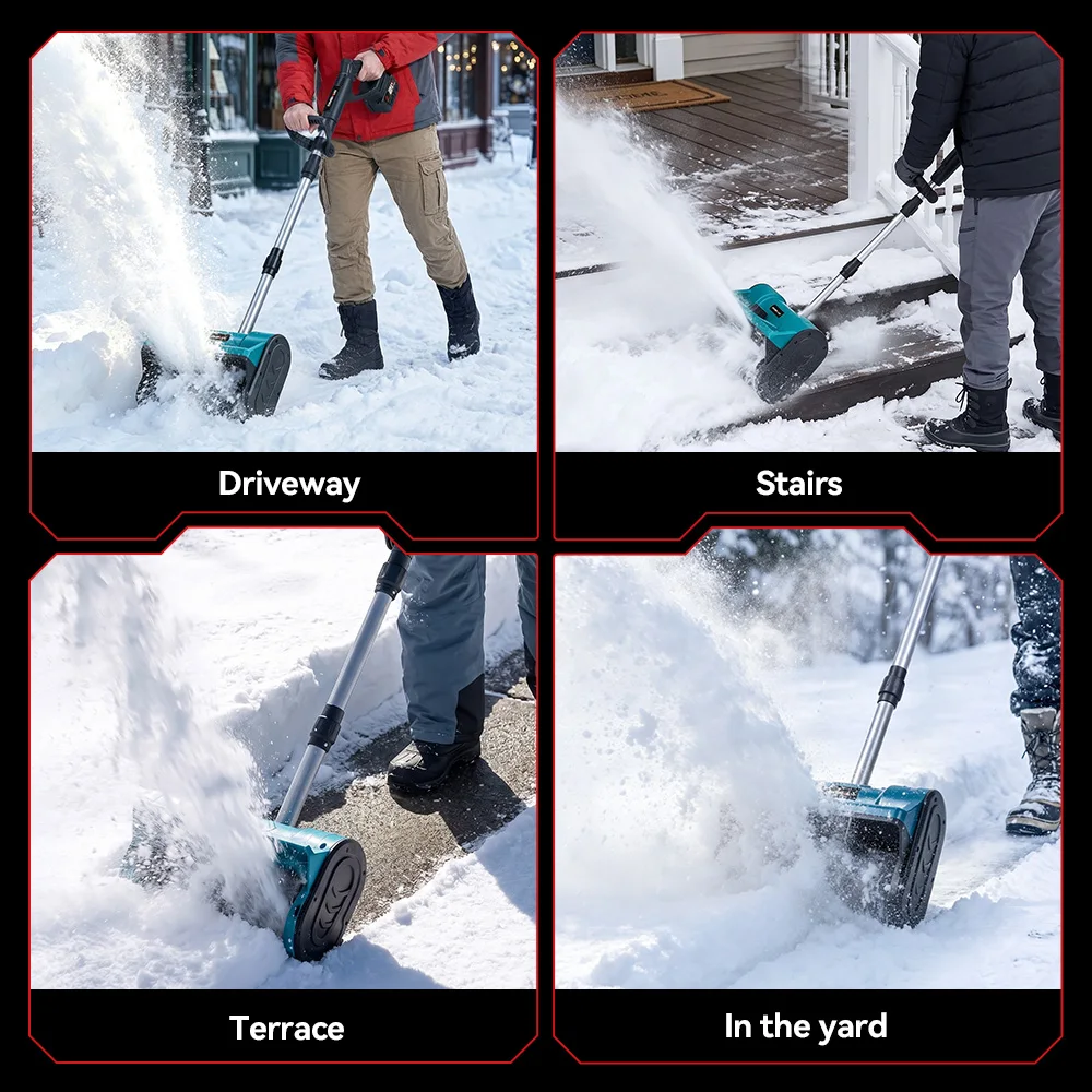 ONEVAN 3000W 300mm Brushless Electric Snow Plow Cordless Snow Sweeper Shovel Clean Street Courtyard For Makita 18V Battery Pin