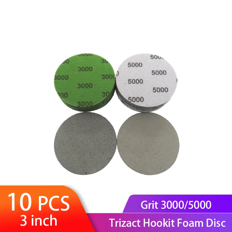 

3inch 75mm Trizact Hookit Foam Disc Wet & Dry Spong Sandpaper Disc 3000/5000Grit Polishing Buffer Sanding Paper Abrasive Tools