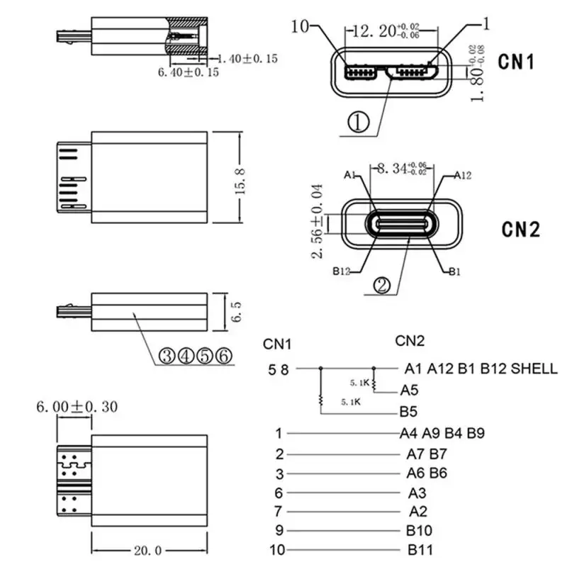 C To Micro B USB3.0 Adapter Type C Female To Micro B Male Fast Charge USB Micro 3.0 To Type C Super Speed For hdD