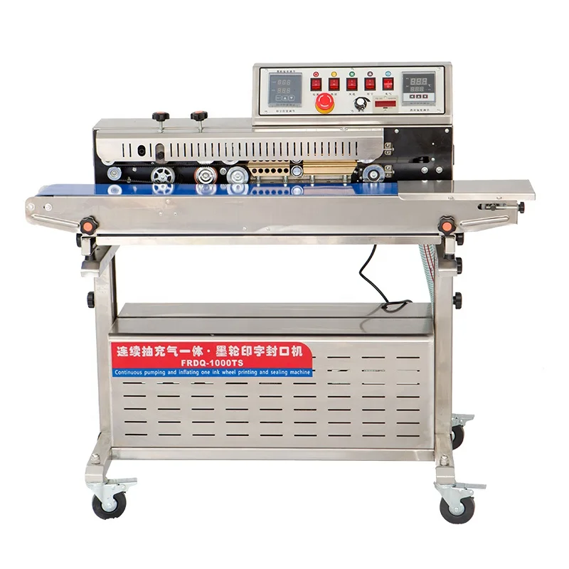 High Speed Nitrogen Gas Flushing Aerating Continuous Band Chips Sealer Bag Sealing Machine with Ink Code