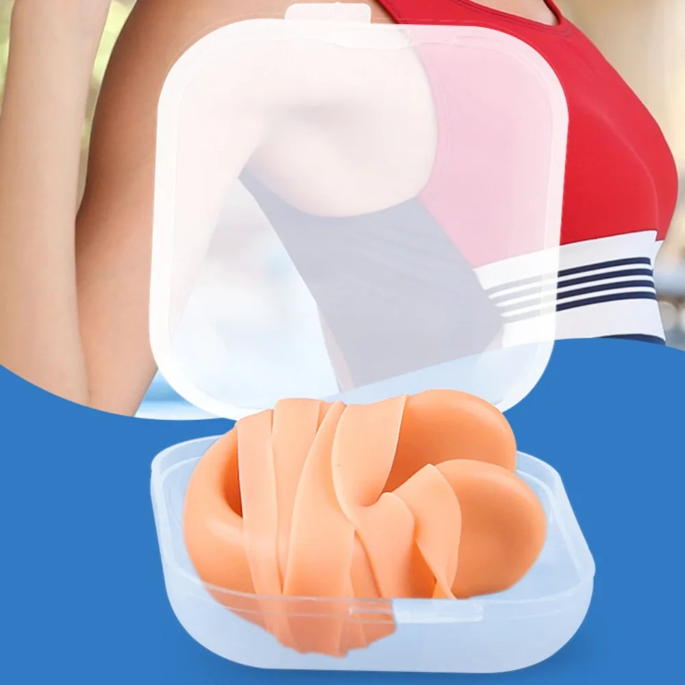 مع سلسلة السباحة مشبك الأنف مربوطة اللاتكس سيليكون حبل مشبك الأنف قابلة لإعادة الاستخدام مقاوم للماء السباحة الأنف المقابس النوم الشخير