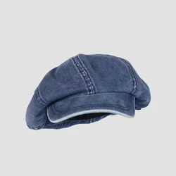 Cotton Denim Beret Hat Men Women 2024 Fashion Autumn Vintage Boinas Hombre Newsboy Flat Caps Big Octagonal Hat