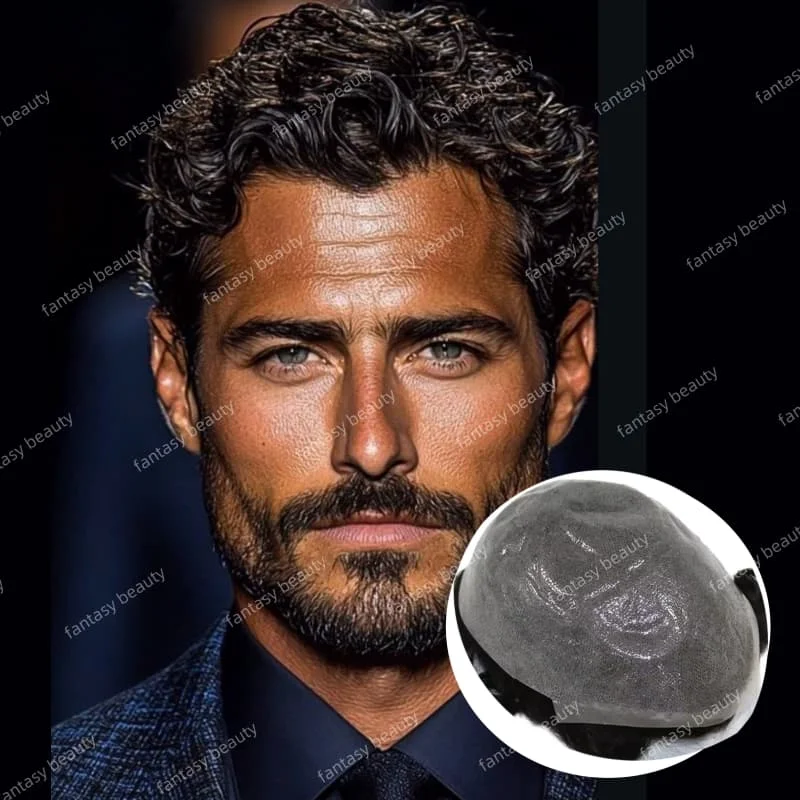 

Double Knotted Toupee Human Hair #4#6#7 ligjht brown Remy Human Hair #1b#1b30#1b65 white black gray 0.02mm Thin Skin men toupee