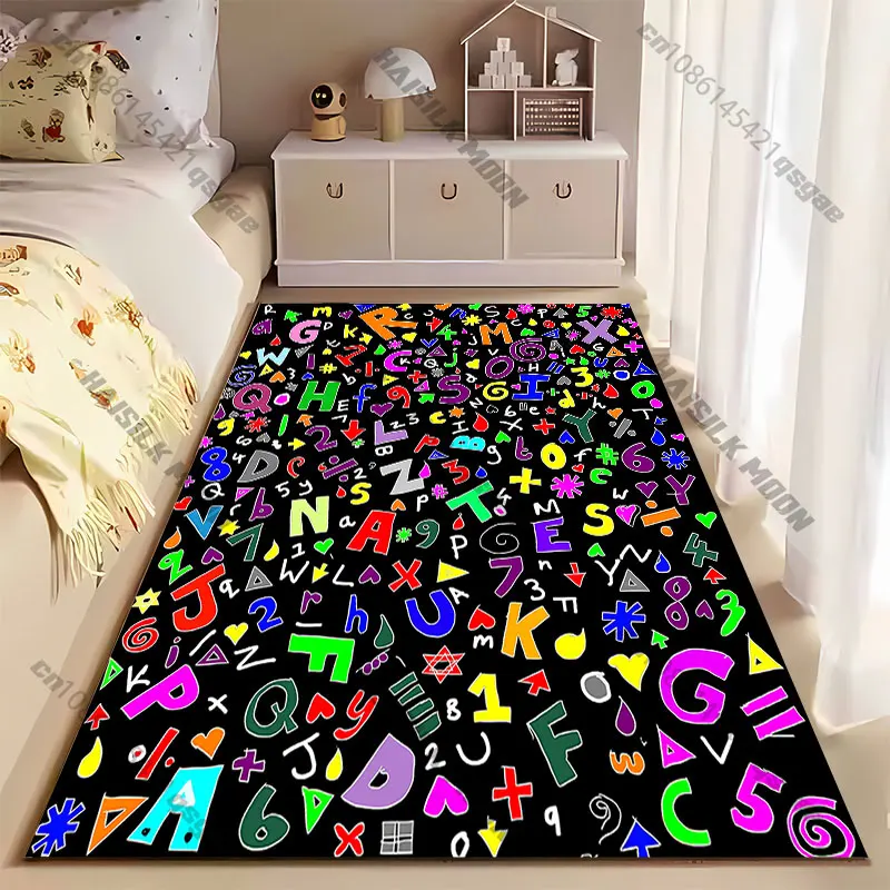 Colorful letters and symbols chaos carpet Yoga living room room decor children's crawling mat doormat area rug games mat