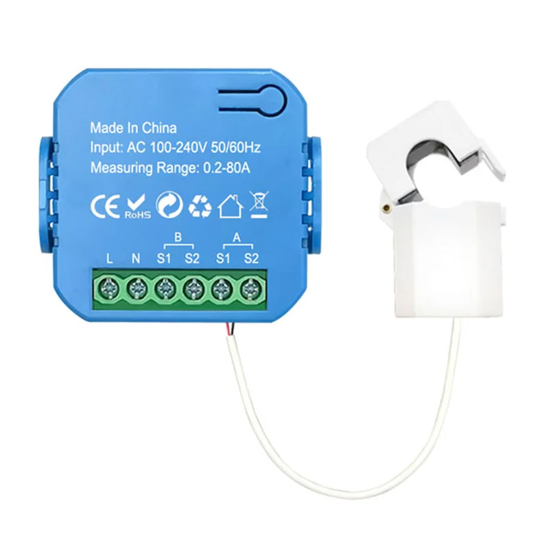 ELECT-Tuya Smart 2-Wege-WLAN-Energiezähler, bidirektional, 1/2-Kanal mit Klemme, App-Monitor, solarbetrieben und verbrauchte Leistung, 1 CT Du