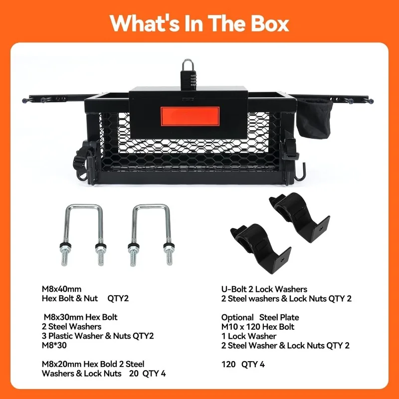 헤비 듀티 트랙터 바스켓, 범용 공구함 액세서리, 24x10x10인치 바스켓 부착물