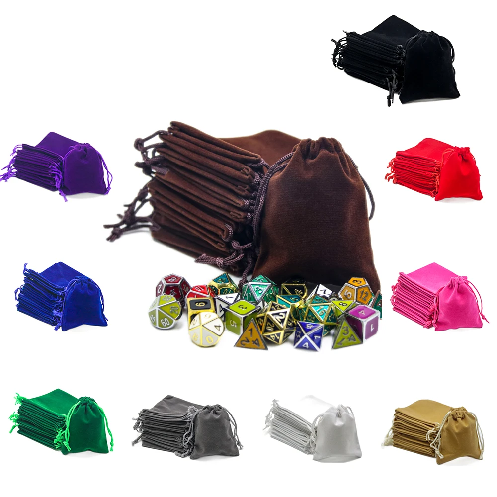 Set of 10Pcs Durable Velvet Carry Bag 8*10cm Pouches Drawstring for Dice Jewelry Gift Packaging