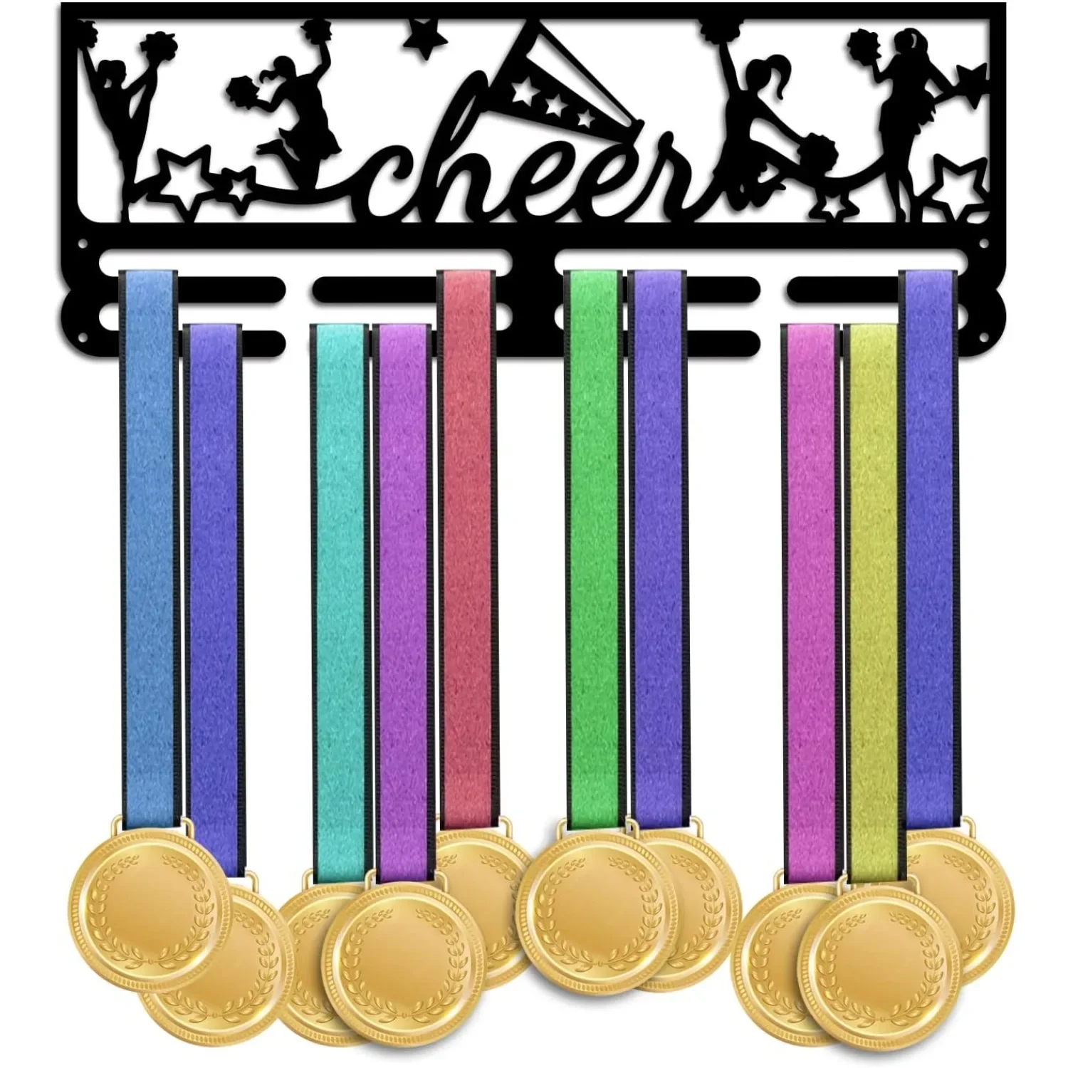 PH PandaHall Metal Cheerleading Medal Hanger, Tiered Wall Rack Holds Over 60 Medals & Ribbons