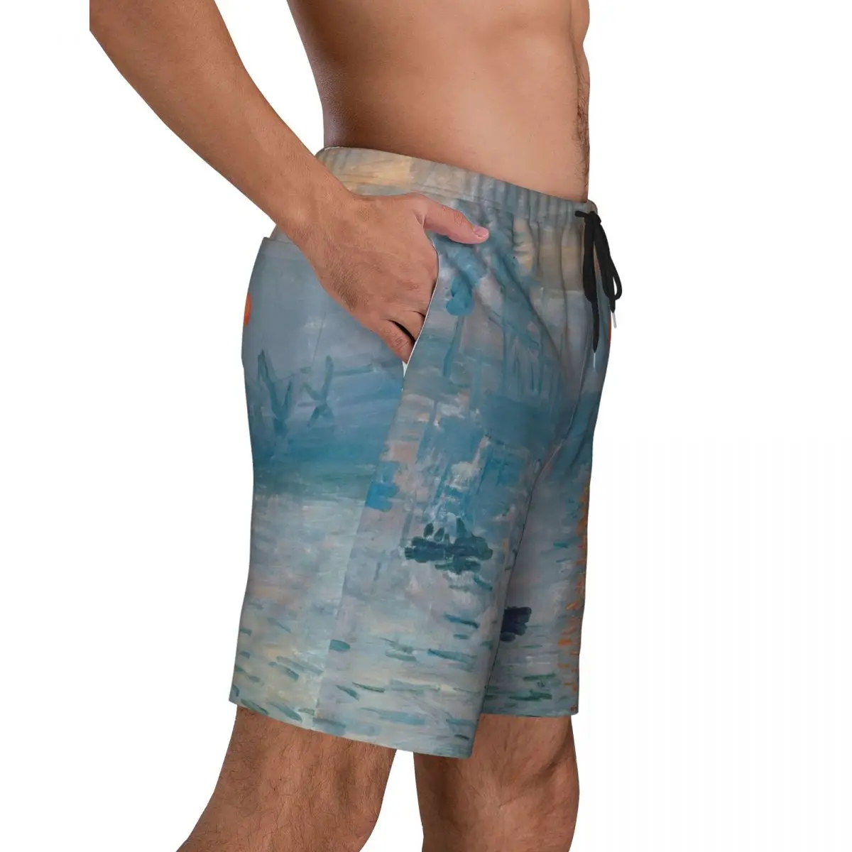 Impressie Sunrise Print Heren Zwembroek Snel Droog Badkleding Strandboard Shorts Claude Monet Painting Art Boardshort