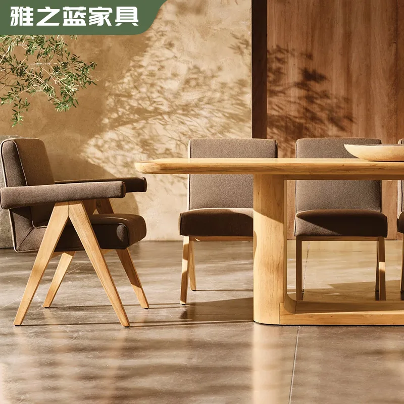 

Outdoor Dining Table And Chairs Villa Teak Dining Courtyard Outdoor Solid Wood Waterproof And Sun Protection