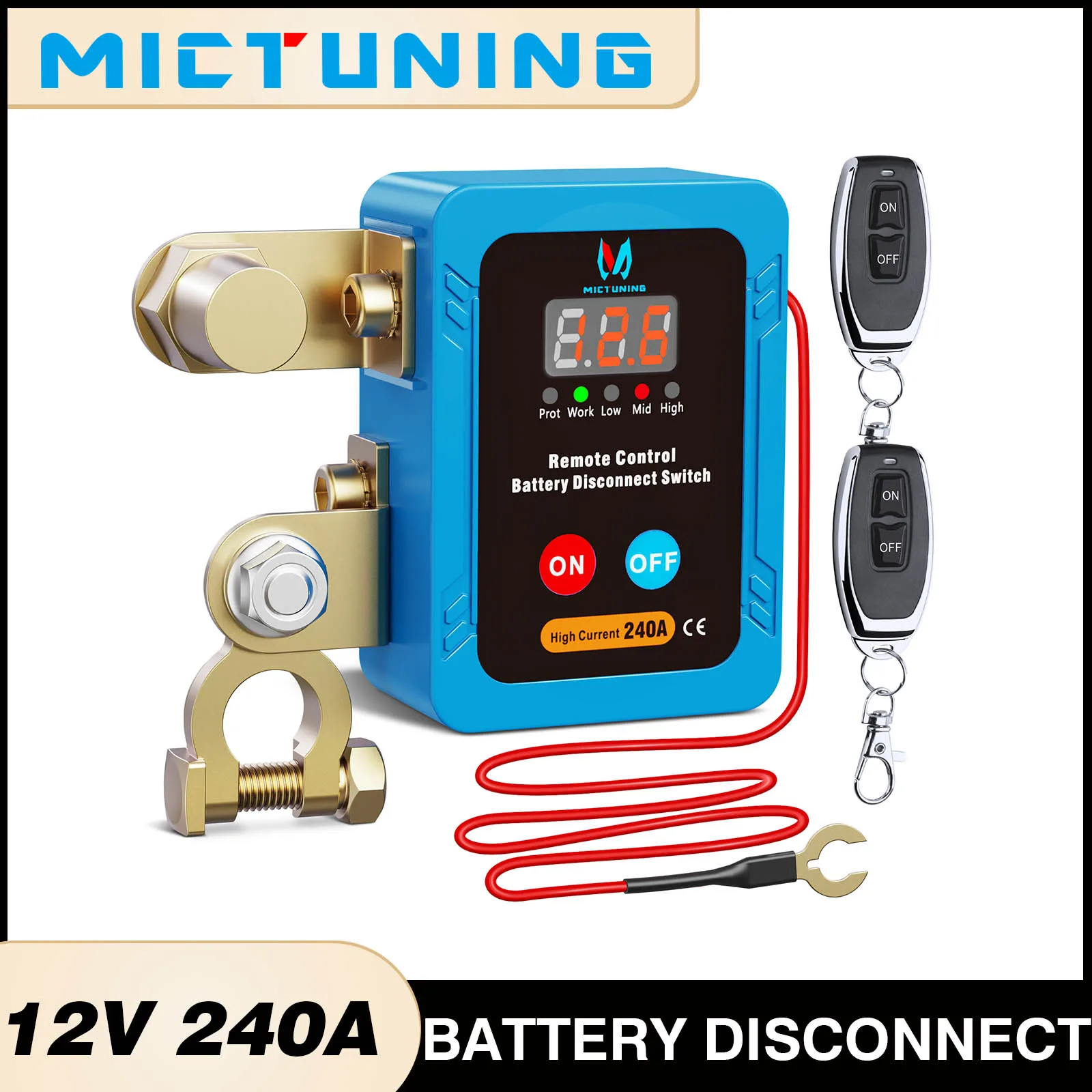 

MICTUNING 12V 240A Remote Battery Disconnect Anti-Theft Switch,Kill Switch Automatic Power Shut Off Switch For RV Truck
