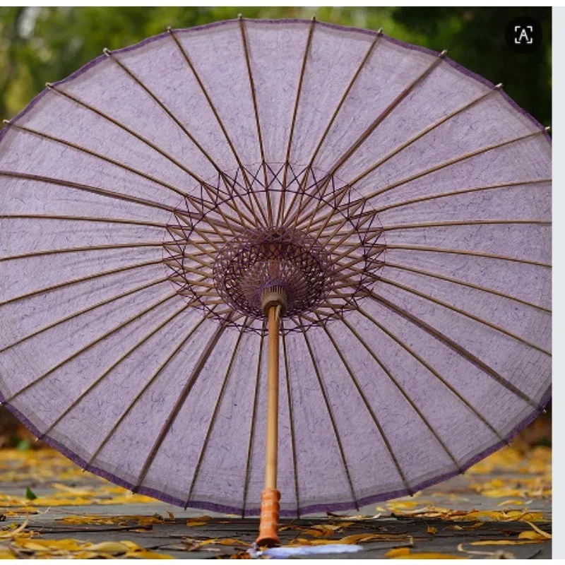 85CM Silk Paper Umbrella, Long Handle Ancient Style Craft Umbrella, Hanfu Matching Decorative Prop for Women Performance