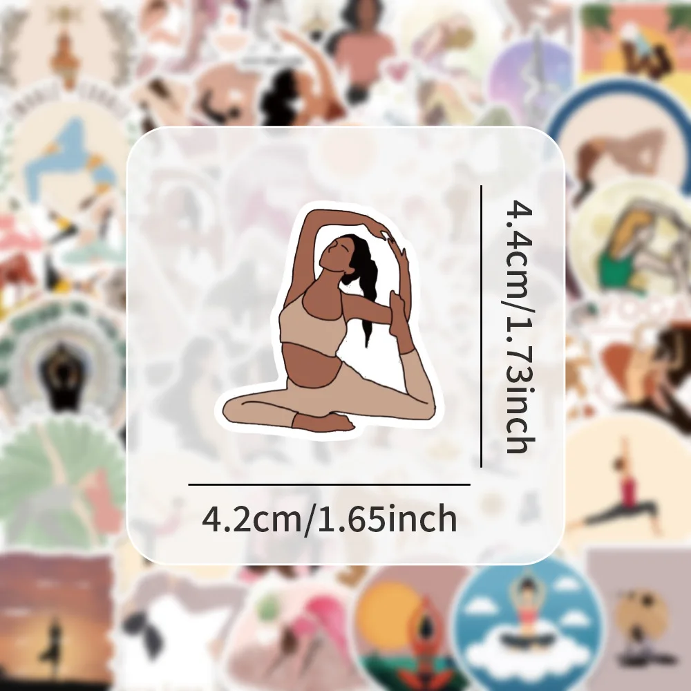 

60PCS Aesthetic Yoga Stickers Boho Pilates Fitness Inspirational Mindfulness Decorative Notebook Waterproof Stickers Kids Toy