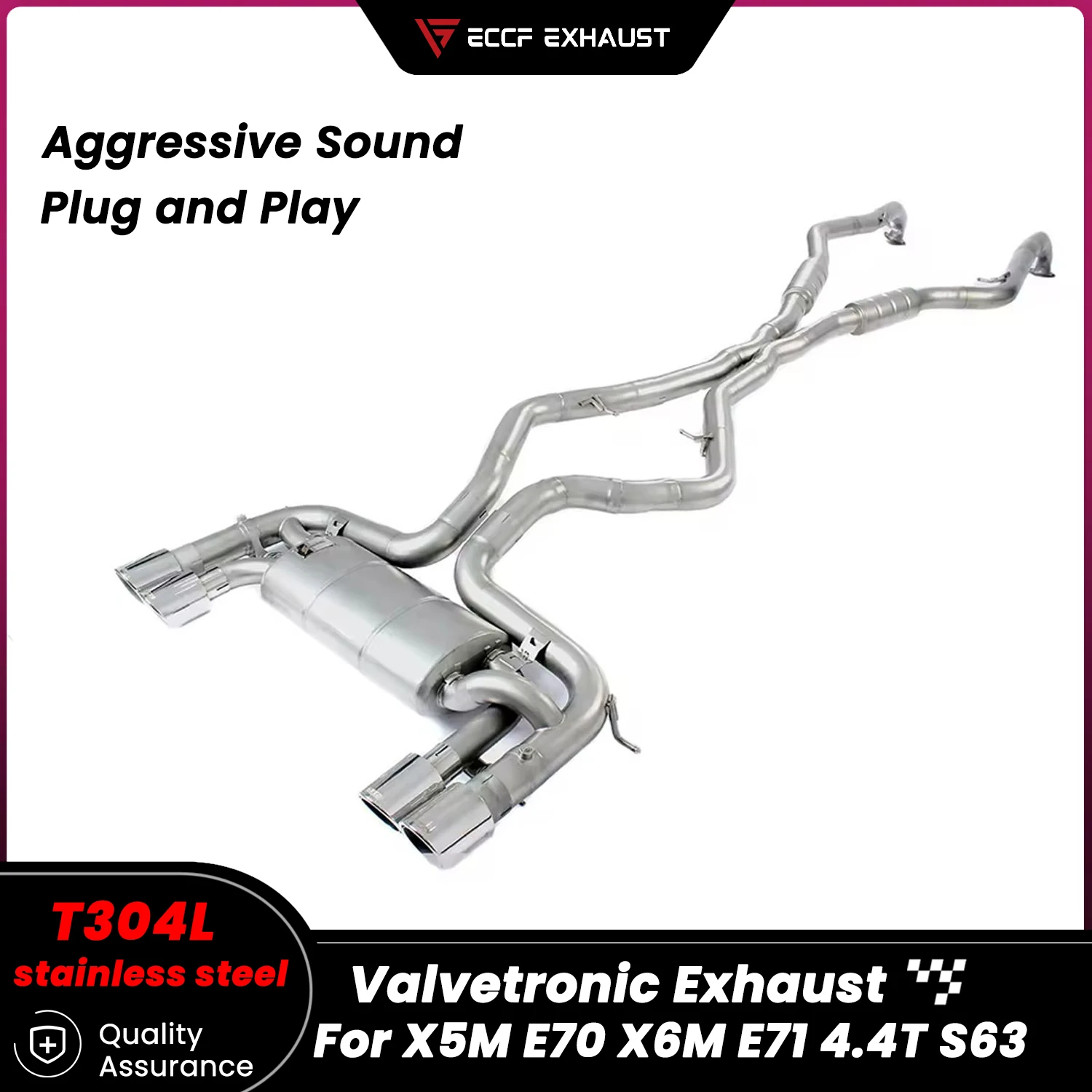 

Sporty Pneumatic Valve SS304 Catback Exhaust for BMW X5M E70 X6M E71 4.4T S63 Freely Adjustable Sound Control Easy Installation