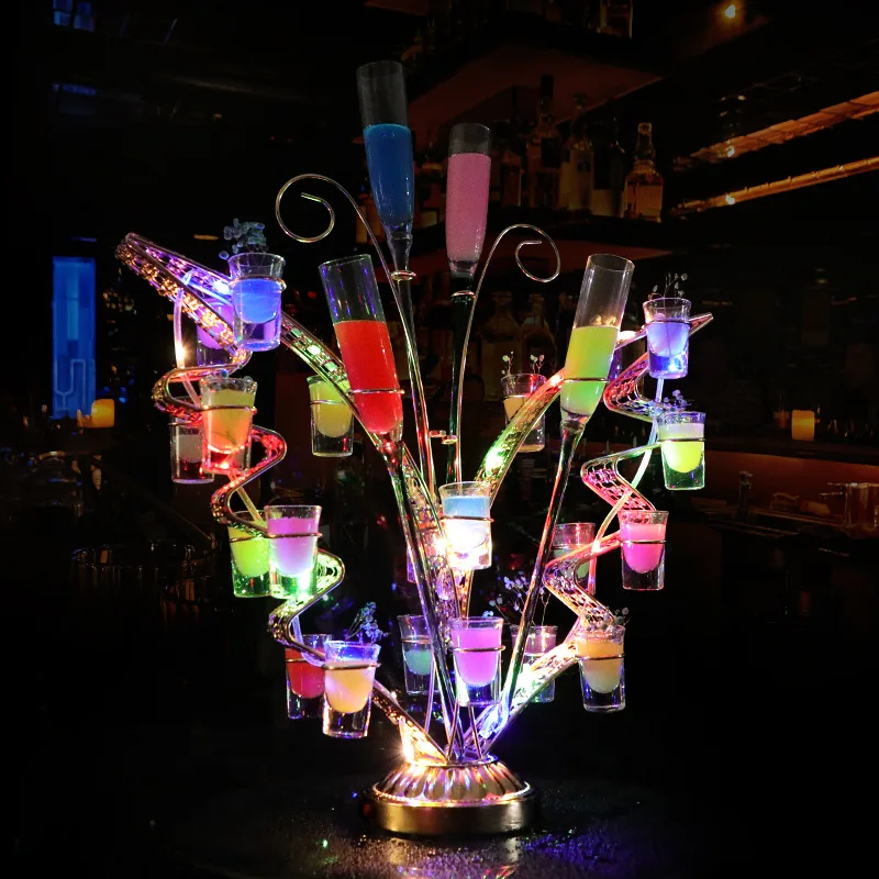 

Bar Cocktail Luminous Butterfly Cup Rack Night KTV Color Light Wine Rack One Piece of Wine Bullet Cup Creative Foreign Wine Rack