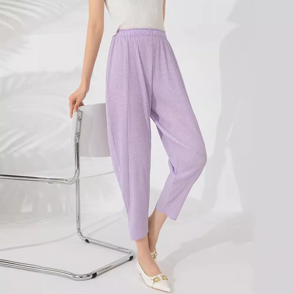 

Pleats Handmade Pleated Pants Women's Summer 2024 New High-waisted Draped Casual Versatile Harun Small Feet Nine Radish Pants