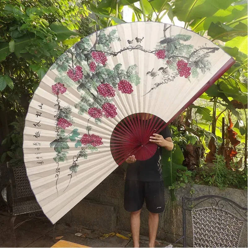 Große Leere Goldene Folien Xuan Papier Fan Retro Wand Montieren Malerei Kalligraphie DIY Papier Fan Oversize Haus Dekorative Falten Fan