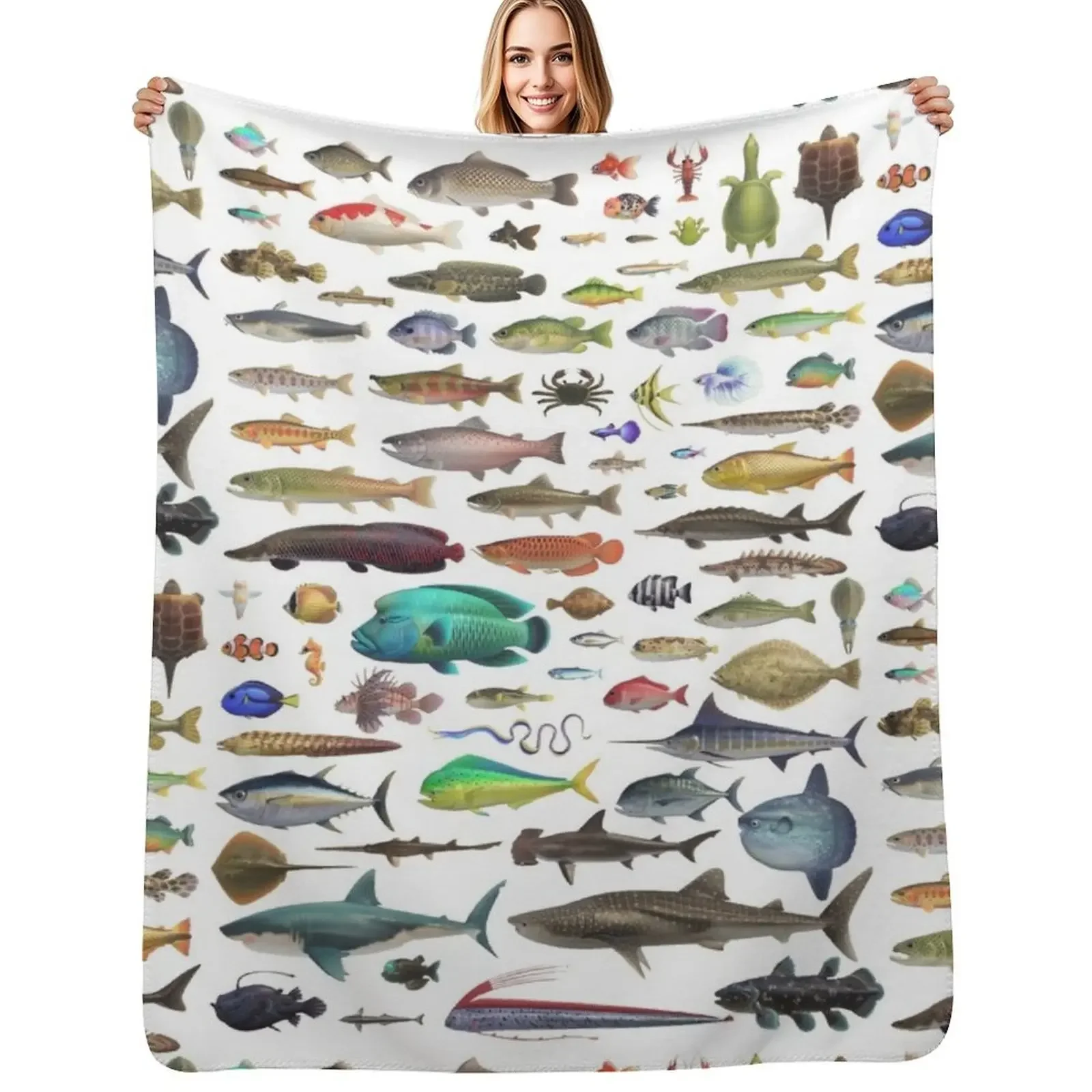 ALL FISH N STUFF Critterpedia رمي بطانية مرجحة تتحرك الشعر الفانيلا النسيج بطانية