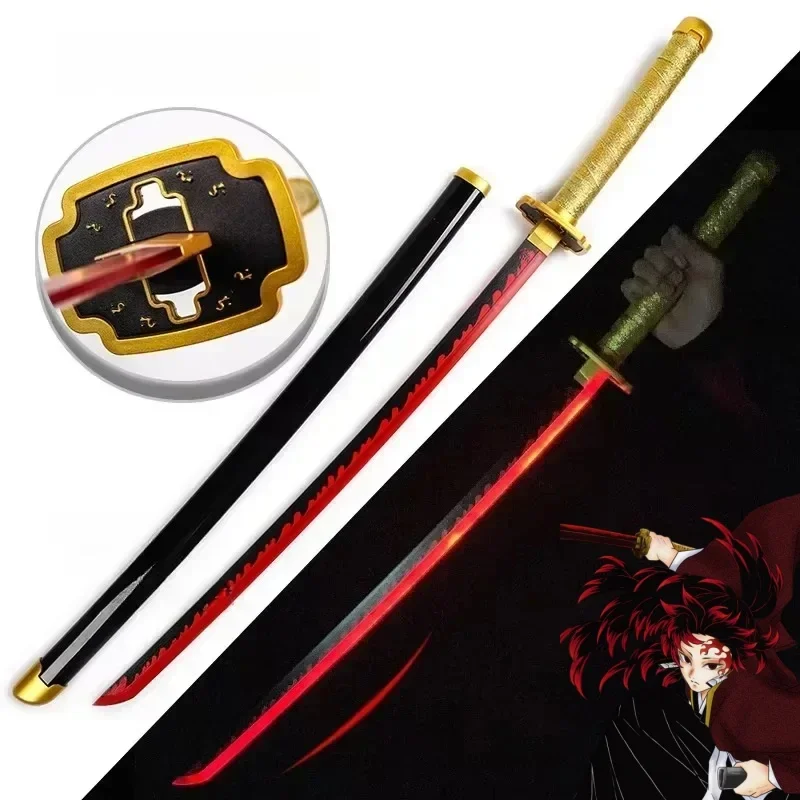 104 cm helles Katana-LED-Lichtschwert Kimetsu No Yaiba Anime Cosplay Requisiten Echte Größe Japanischer Katana Samurai Säbel Dämonentöter