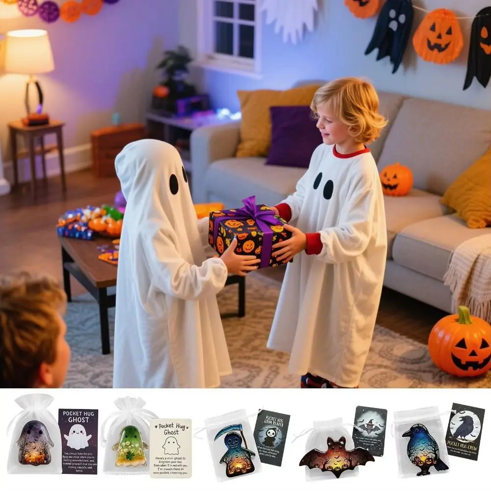 Motivational Figures Halloween Pocket Cards Emotional Support Pocket Hug Ghost Pocket Hug Daily Support Encouragement Cards