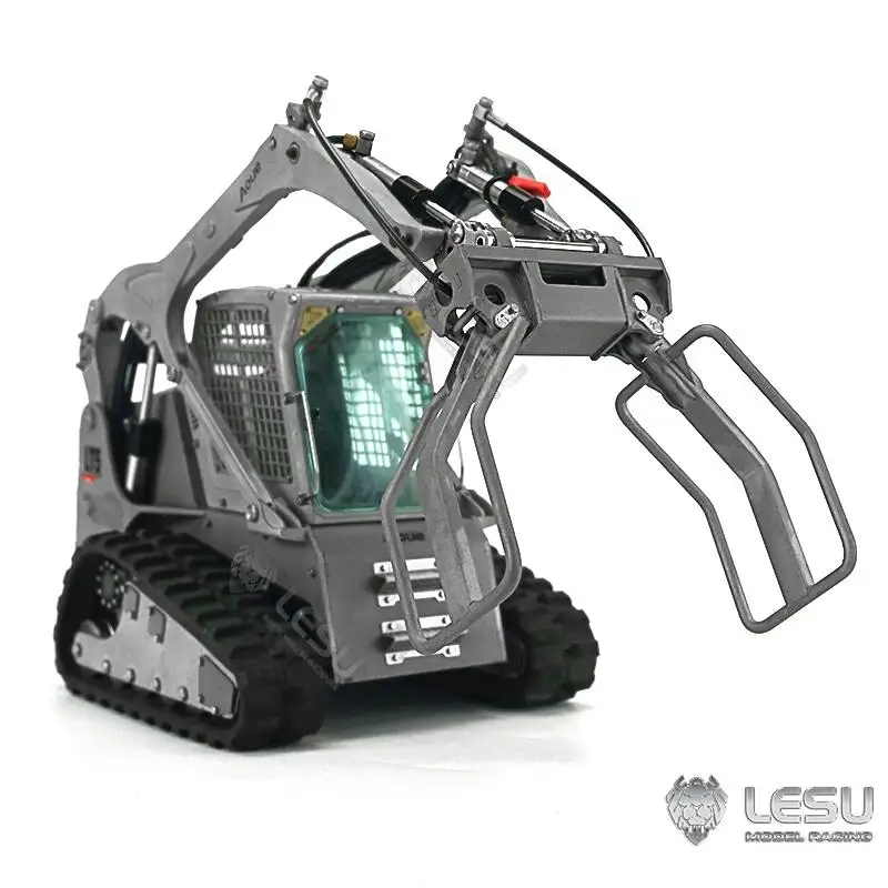 LESU 1/14 Construction machinery toy model Bobcat slip Loader diy equipped with metal hydraulic hay clampsAT-C0026