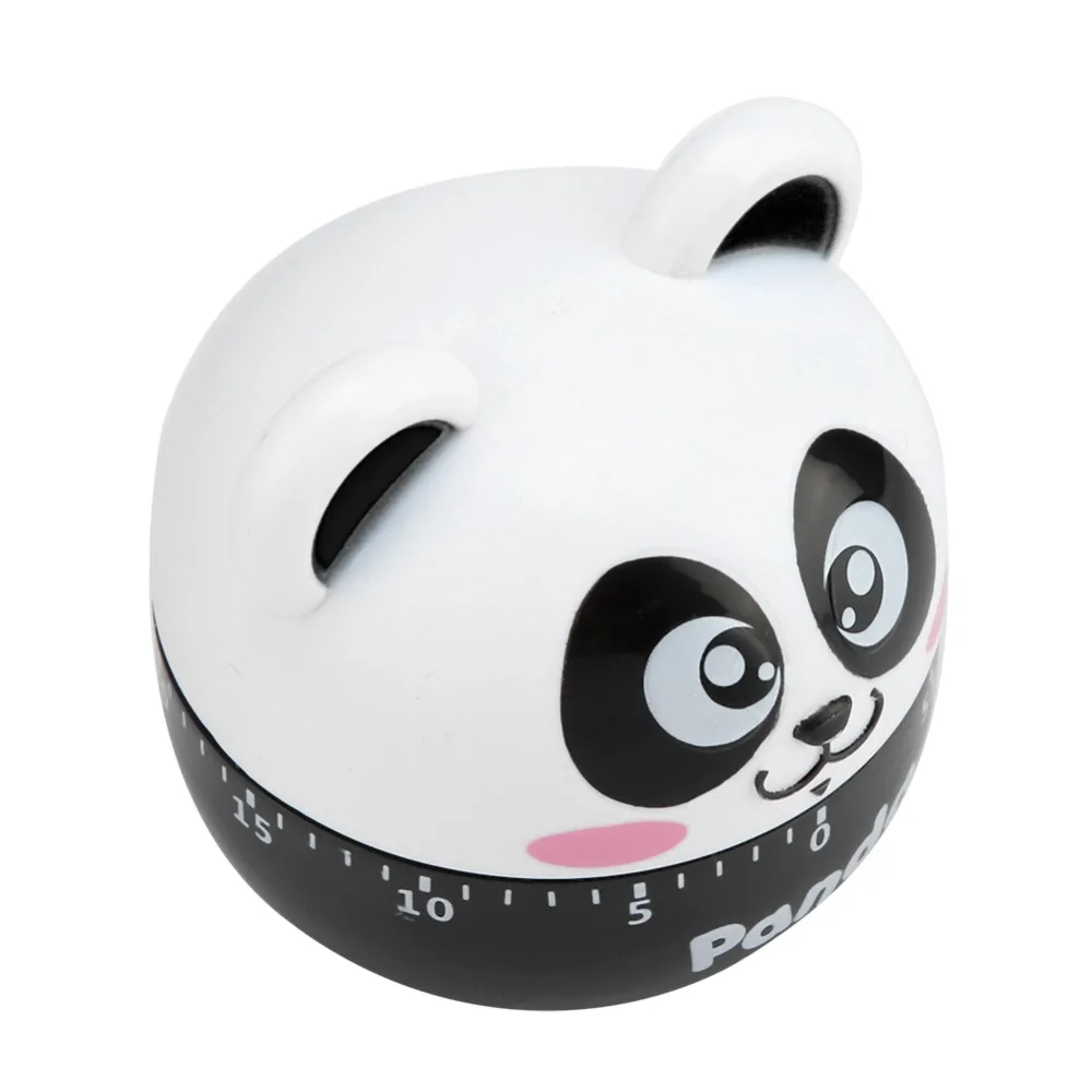 ABS Mechanical Kitchen Timer Mini Size Loud Alarm Manual Countdown Timer Cartoon Panda Design Black Pink Wind Up Timer