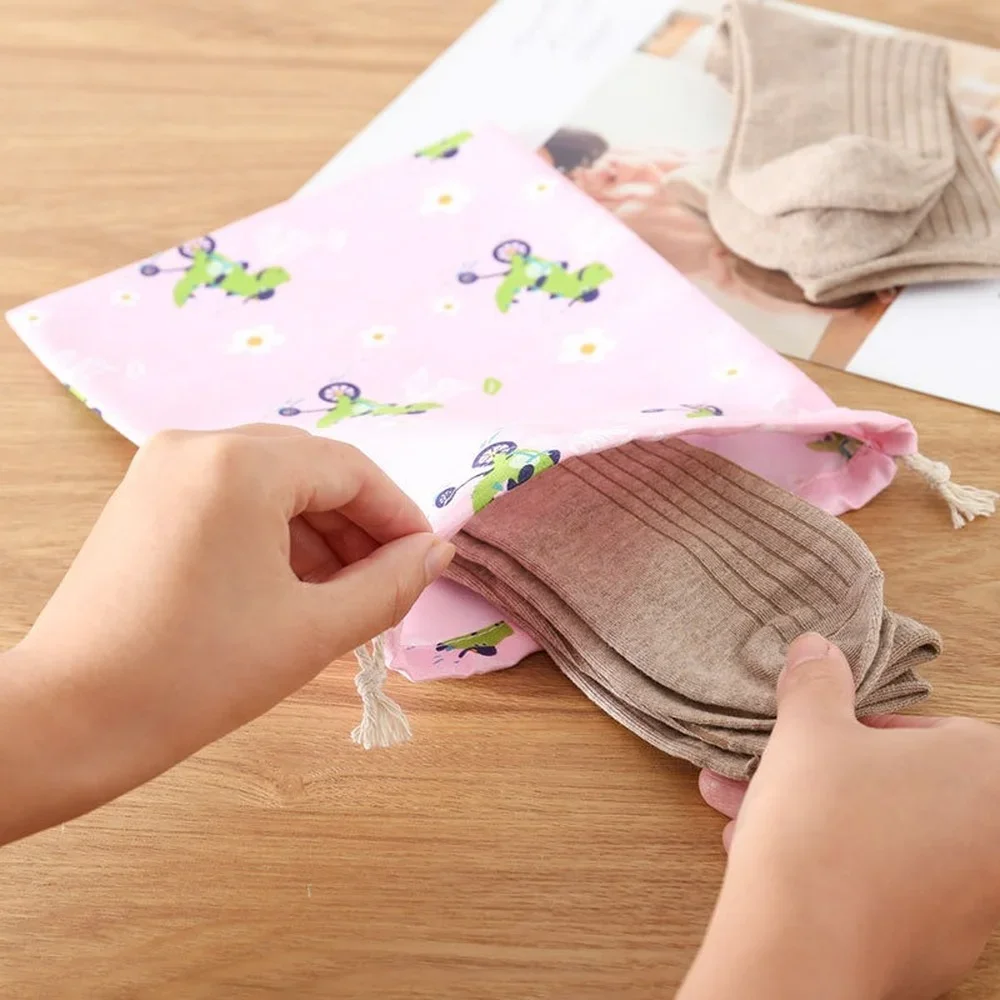 1pc Fresh Cute Drawstring Storage Bag Travel Portable Dustproof Clothes Bra Organizer Bag Socks Toys Comestic Drawstring Pocket