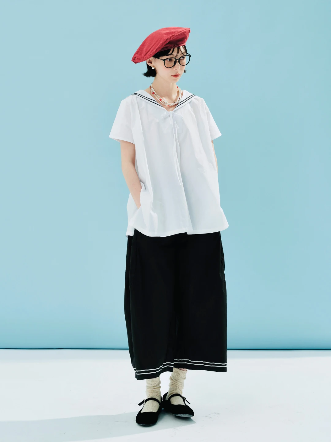 imakokoni 2024 summer literary pure cotton college style black simple wide leg pants casual pants 244585