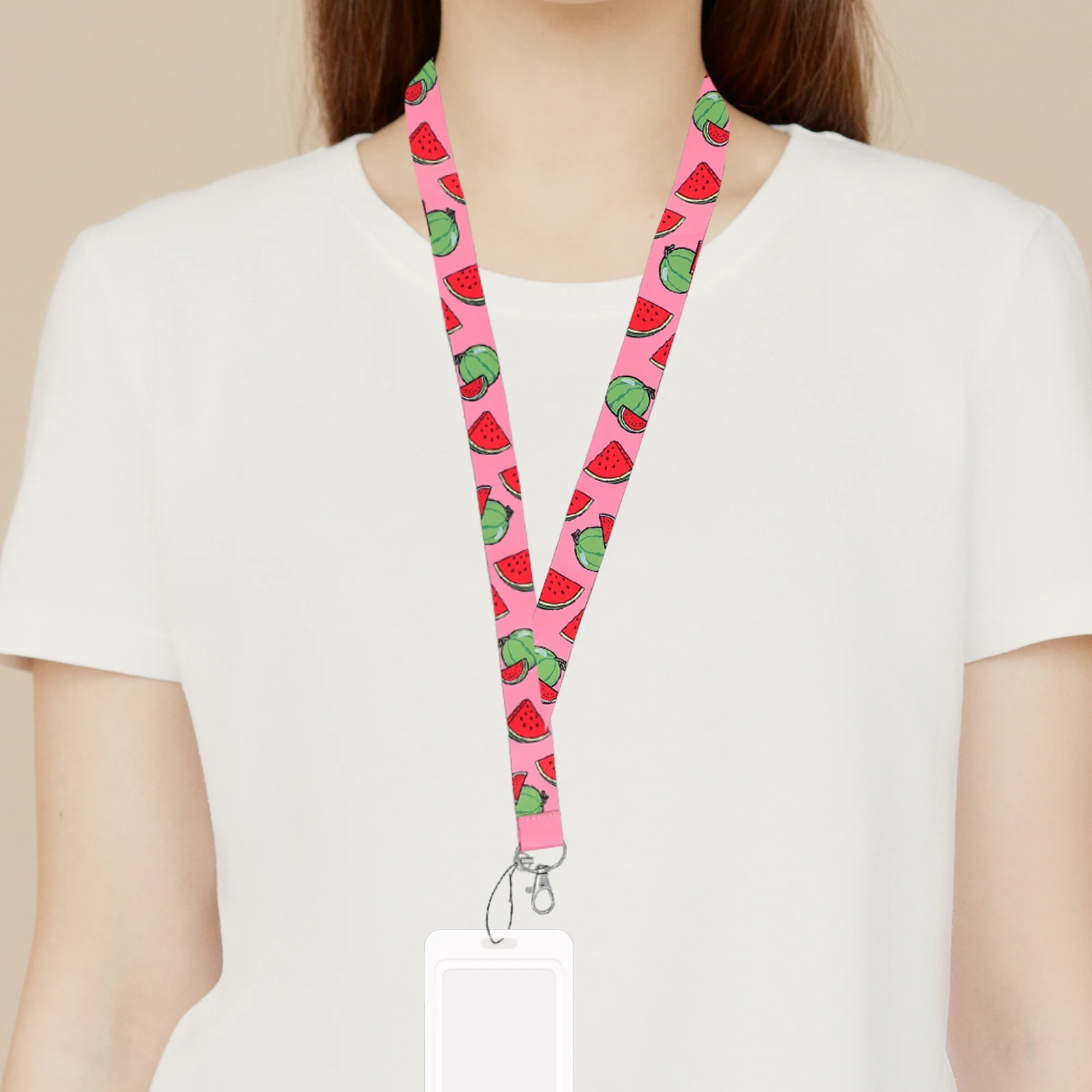 

3pcs Lanyard Neck Ropes Fruit Cartoon Phone ID Badge Holder Long Clip Hanging Ropes Lightweight Office Home Travel