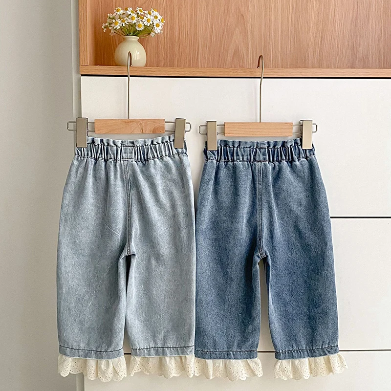 2-6 سنوات الفتيات الجينز طفل الفتيات القلب الجينز ربيع الخريف الفتيات سراويل جينز عادية الاطفال تمتد متوهج السراويل ملابس الأطفال #6