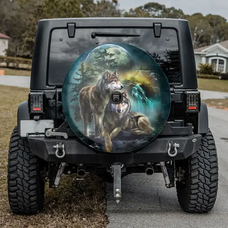 Gift For Father, Wolf Spare Tire Cover, Christmas Gift, Personalized Spare Tire Cover, Gift For Car Lover