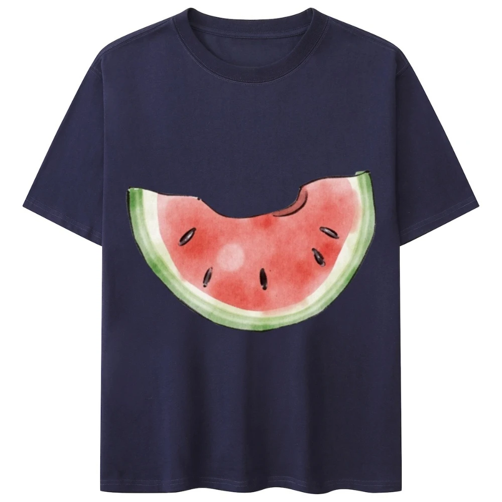 

New Summer Cannot Be Without Watermelon Printing Fashion Creative Men's and Women's Casual Versatile Short-sleeved Cotton Tops