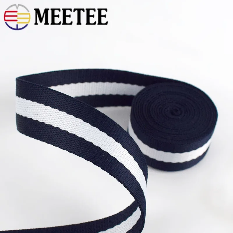 Meetee 5Meters 20-50mm Polyester Stripes Webbing for Bags Belt Strap Ribbon Tape DIY Garment Home Decor Band Sewing Accessories