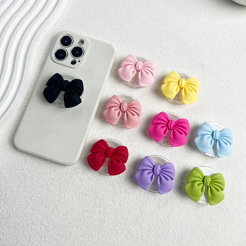 Korean Cute Colorful Bowknot Phone Holder Griptok Finger Ring Support For iPhone Samsung Cases Grip Tok Socket Bracket Girl Gift