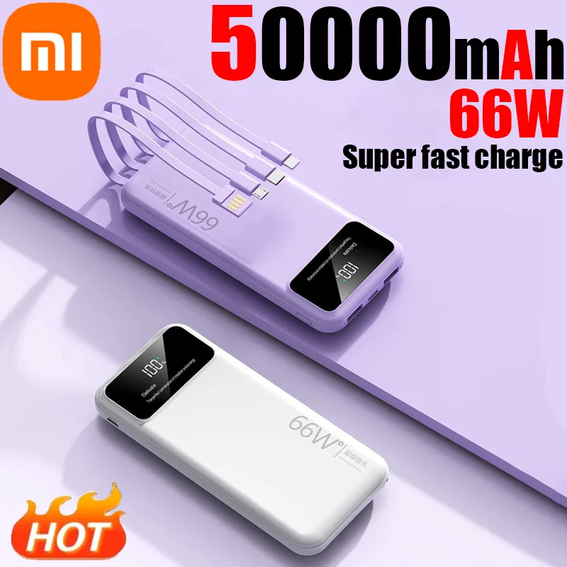 Xiaomi 66W 50000mAh Super fast charge Portable Power Bank High Capacity Cable Two-way Fast Charging Powerbank for iPhone Samsung